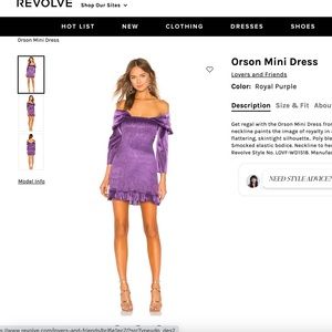 Lovers + Friends Revolve Woman’s Orson Mini Dress in Royal Purple